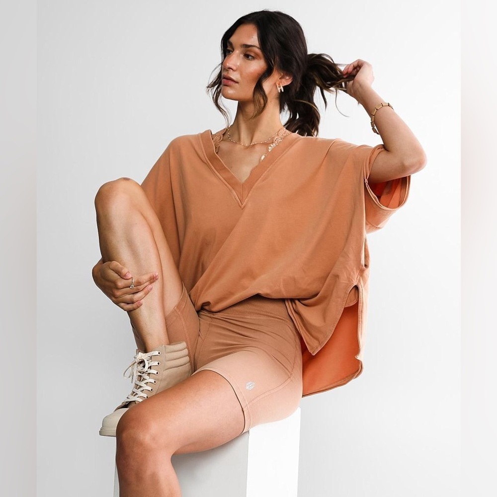 Free People Movement Hot Shot Sun-kissed Orange Oversized Short Sleeve Top